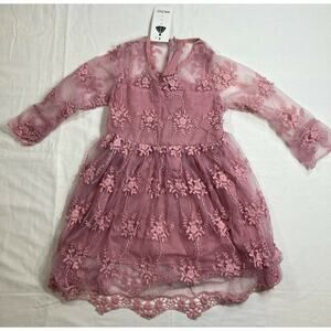 NJXD Formal Dress Girls 5/6 Yr old Pink Lace Flower Girl Princess Party